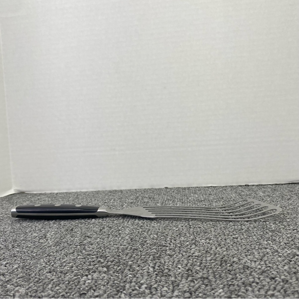 Premium Stainless Steel Slotted Turner Black Handle Durable Vintage Classic Pro - Picture 4 of 8